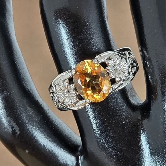 Natural Round Citrine 925 Sterling Silver Jewelry Ring Size 6 - Picture 7 of 9
